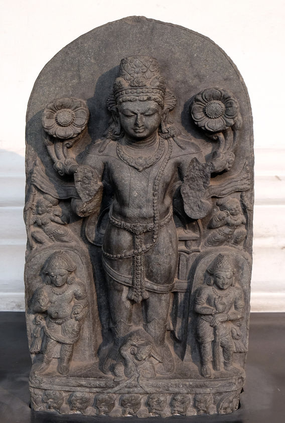 KOLKATA, INDIA - FEBRUARY 09:  Composite image of Surya, from 10th century found in Basalt, Bihar now exposed in the Indian Museum in Kolkata West Bengal, India on February 09, 2016.